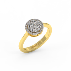 18K Gold Round Diamond Halo Ring