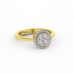 18K Gold Round Diamond Halo Ring