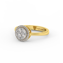 18K Gold Round Diamond Halo Ring