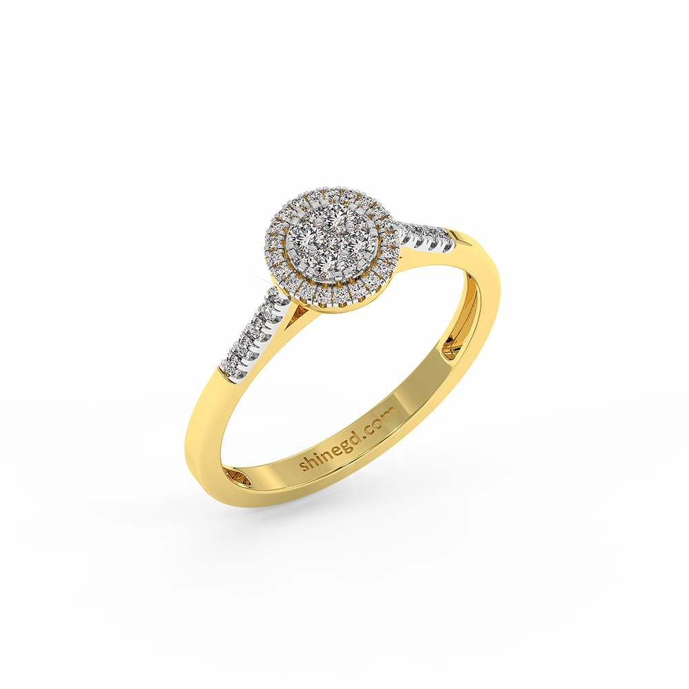 18K Gold Double Halo Diamond Ring