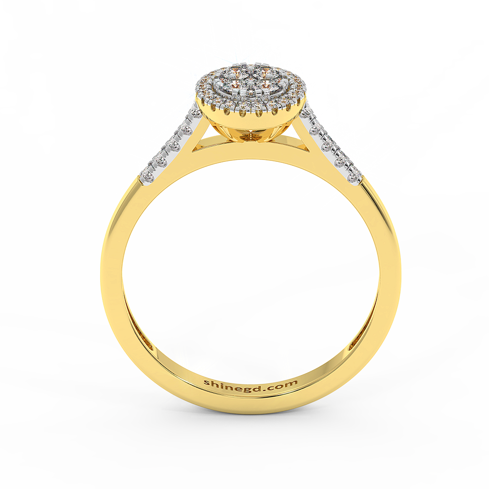 18K Gold Double Halo Diamond Ring
