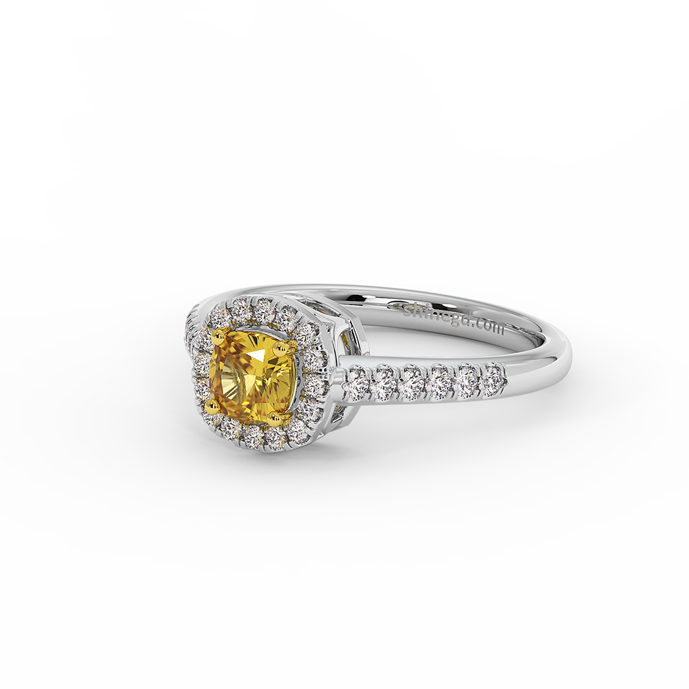 18K Gold Yellow & White Diamond Ring