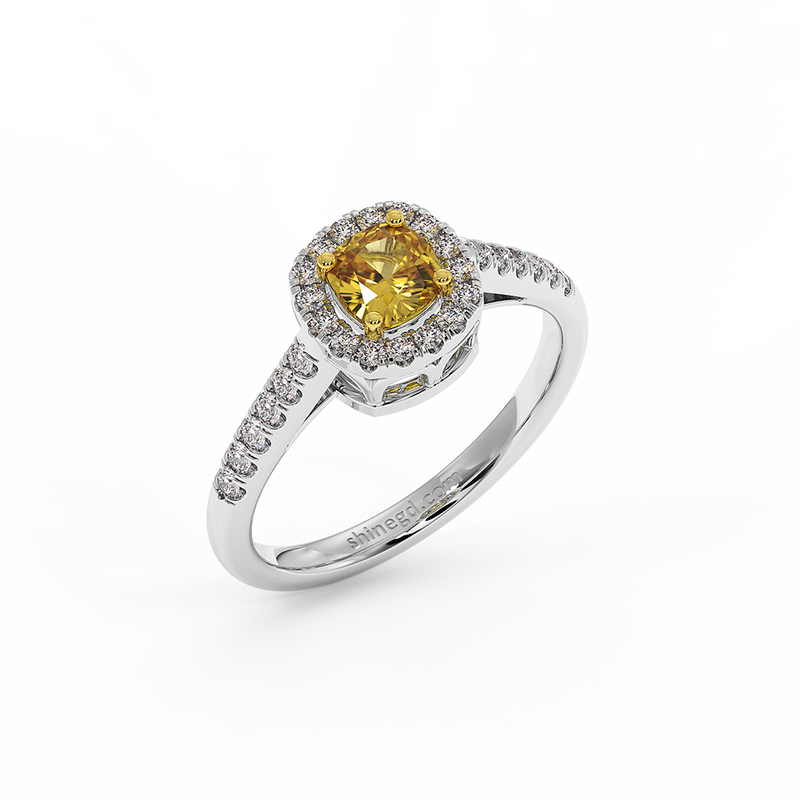 18K Gold Yellow & White Diamond Ring