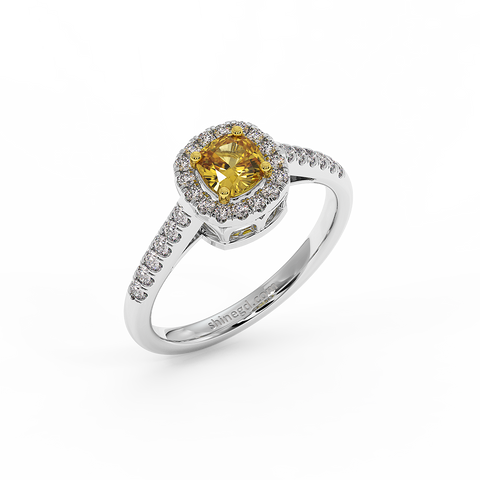 18K Gold Yellow & White Diamond Ring
