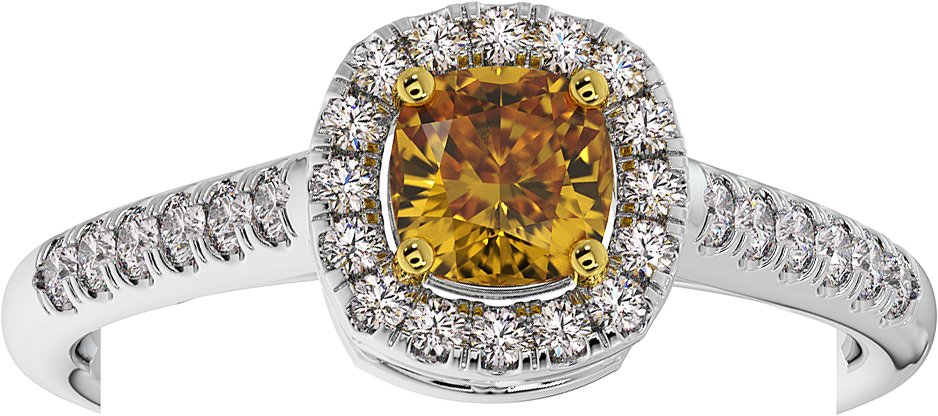 18K Gold Yellow & White Diamond Ring