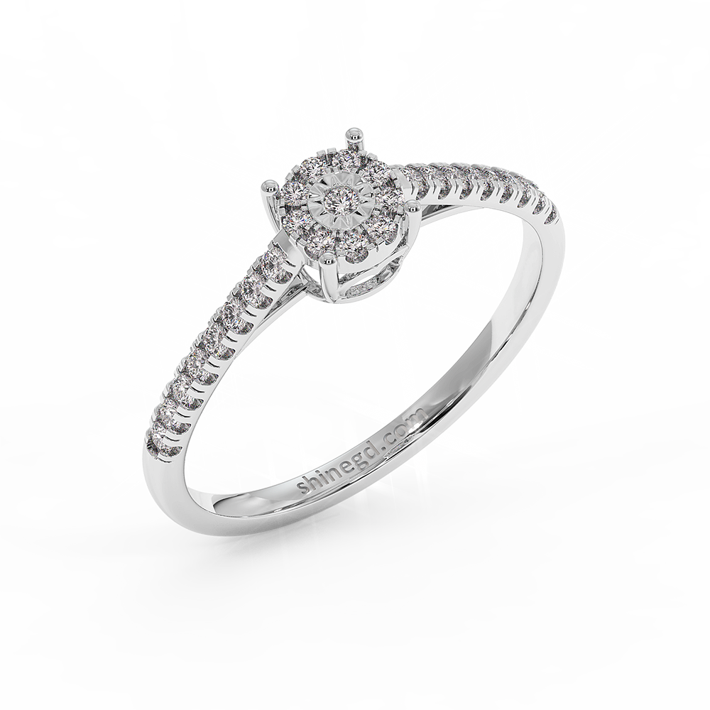 18K Gold Classic Halo Diamond Ring