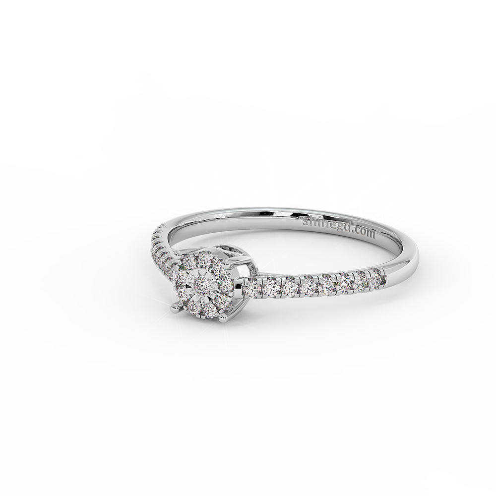 18K Gold Classic Halo Diamond Ring