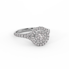 18K Gold Double Halo Diamond Ring