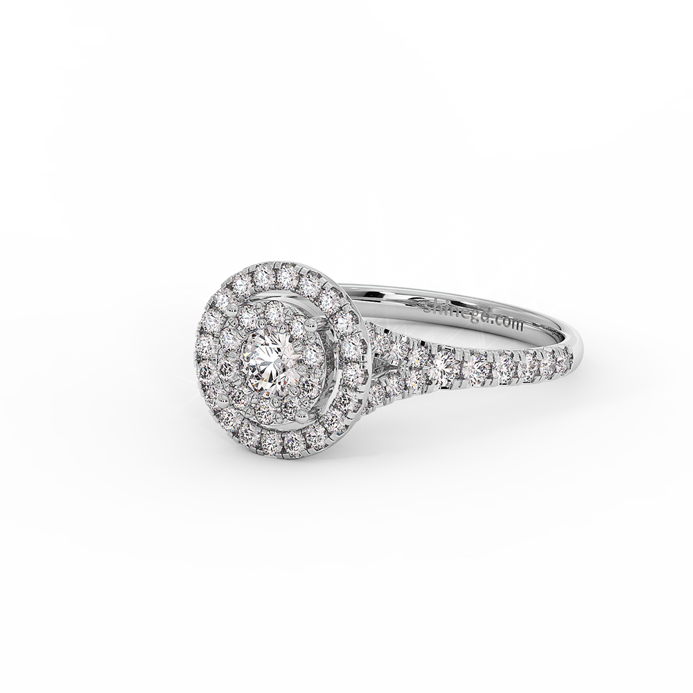18K Gold Double Halo Diamond Ring