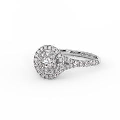 18K Gold Double Halo Diamond Ring