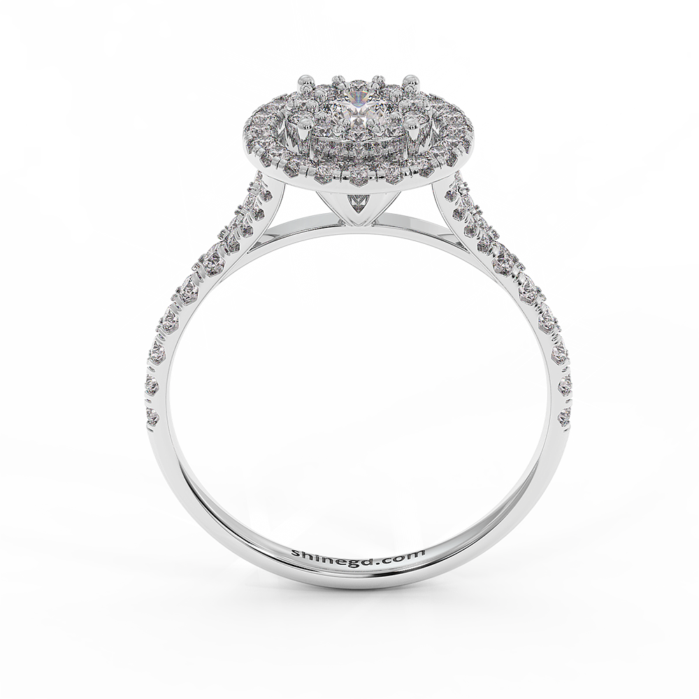 18K Gold Double Halo Diamond Ring