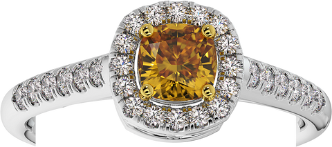 18K Gold Yellow & White Diamond Ring