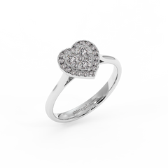 18K Gold Heart Halo Diamond Ring