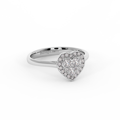 18K Gold Heart Halo Diamond Ring