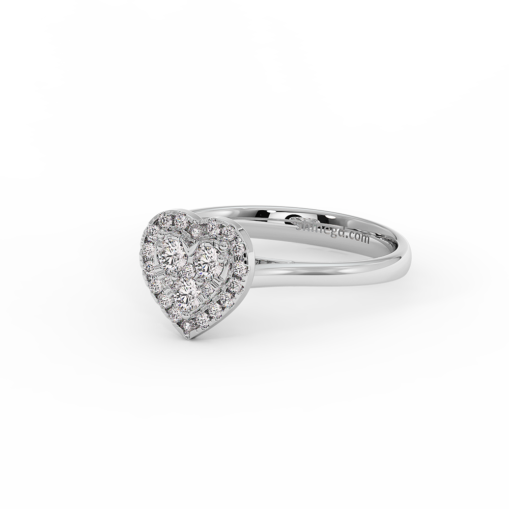 18K Gold Heart Halo Diamond Ring