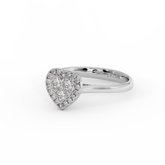 18K Gold Heart Halo Diamond Ring