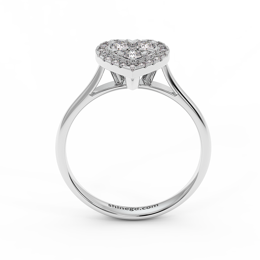 18K Gold Heart Halo Diamond Ring