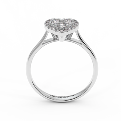 18K Gold Heart Halo Diamond Ring