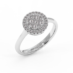 18K Gold Round Halo Diamond Cluster Ring