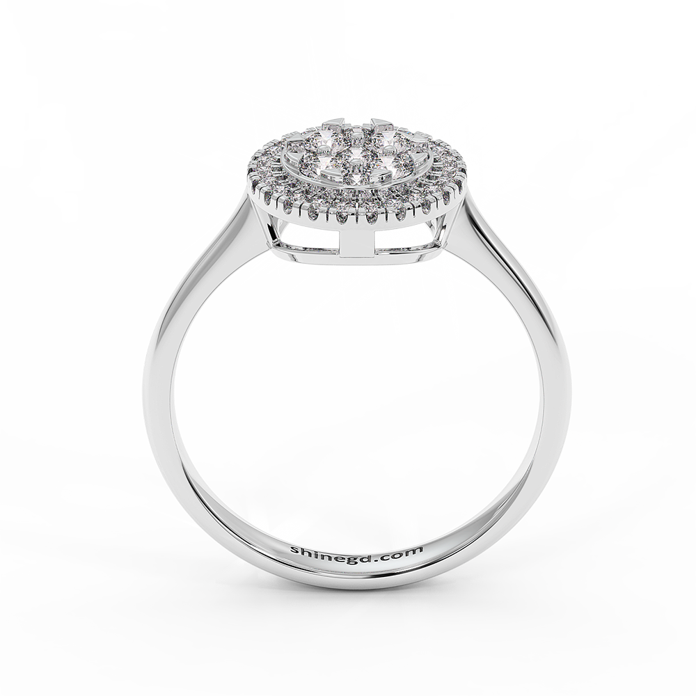 18K Gold Round Halo Diamond Cluster Ring