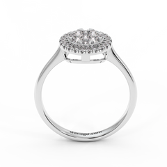 18K Gold Round Halo Diamond Cluster Ring