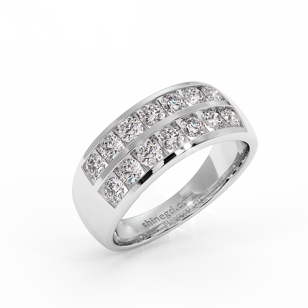 18K Gold Double Row Diamond Band Ring