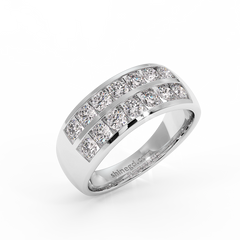18K Gold Double Row Diamond Band Ring