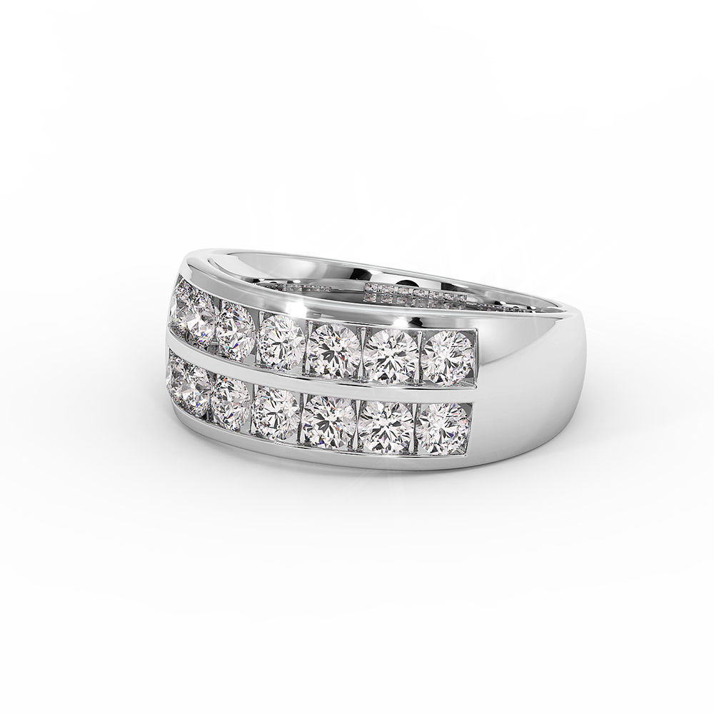 18K Gold Double Row Diamond Band Ring