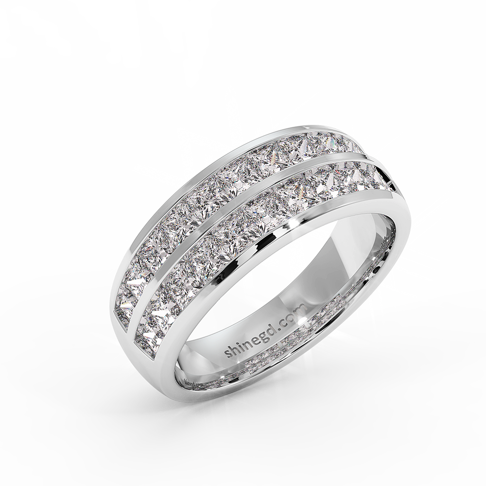 18K Gold Diamond Wide Band Ring