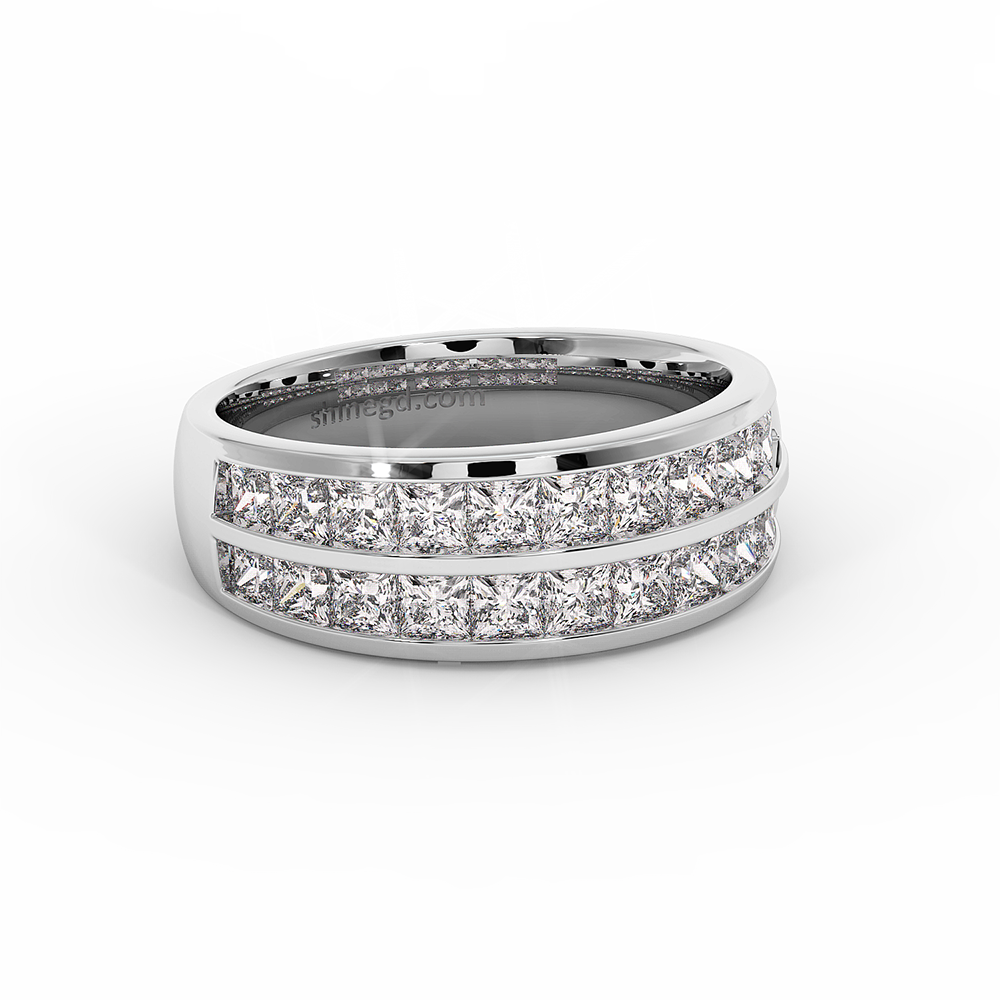 18K Gold Diamond Wide Band Ring