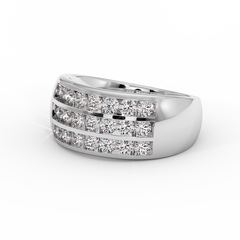 18K Gold Triple Row Diamond Band Ring