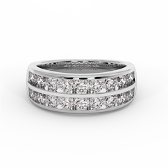 18K Gold Triple Row Diamond Band Ring