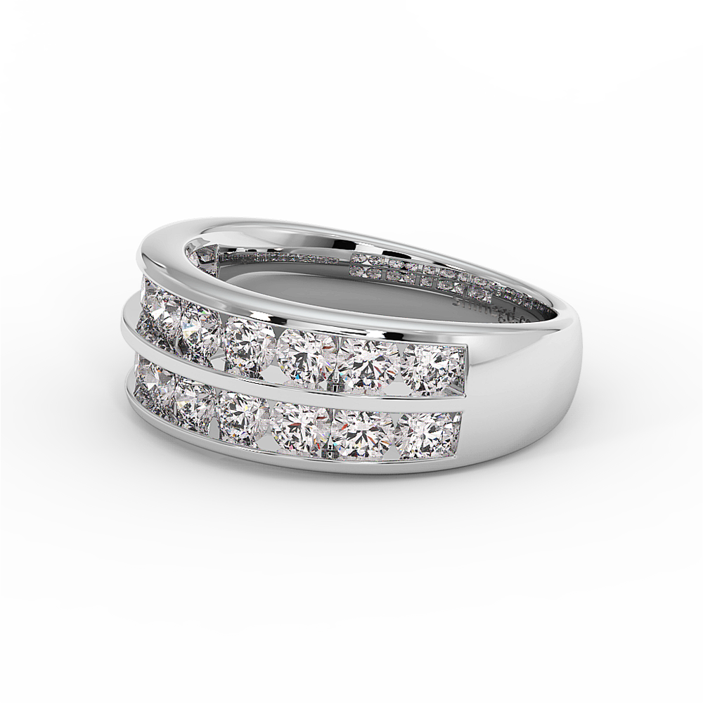 18K Gold Triple Row Diamond Band Ring