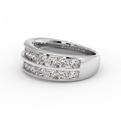 18K Gold Triple Row Diamond Band Ring