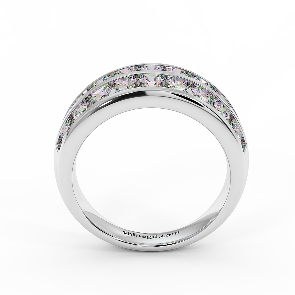 18K Gold Triple Row Diamond Band Ring