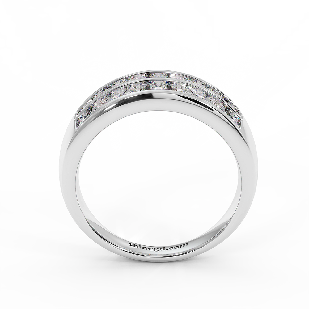18K Gold Dual Row Diamond Band Ring