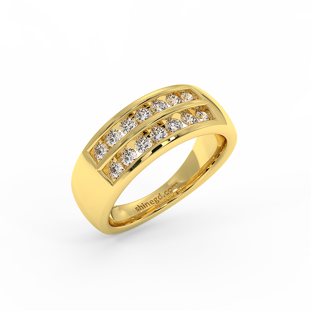 18K Gold Double Row Channel Set Diamond Band Ring