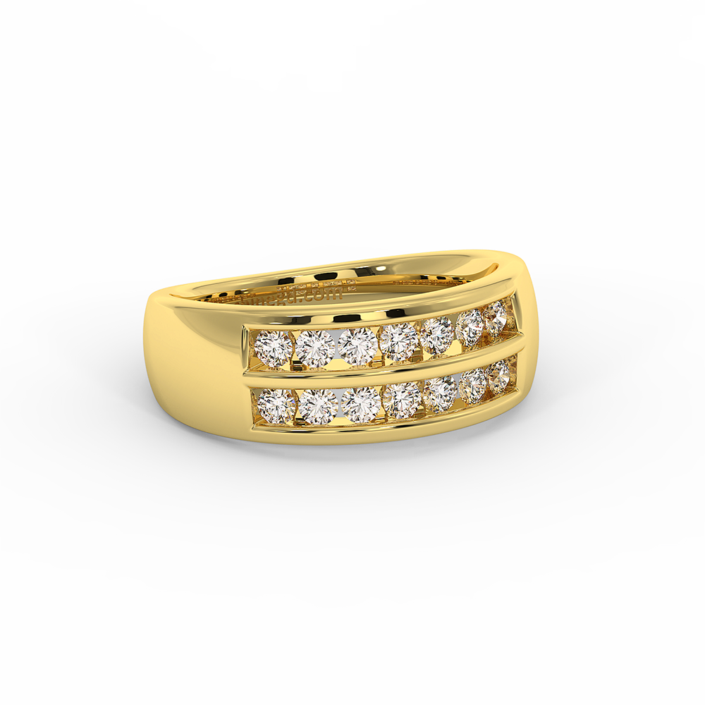 18K Gold Double Row Channel Set Diamond Band Ring