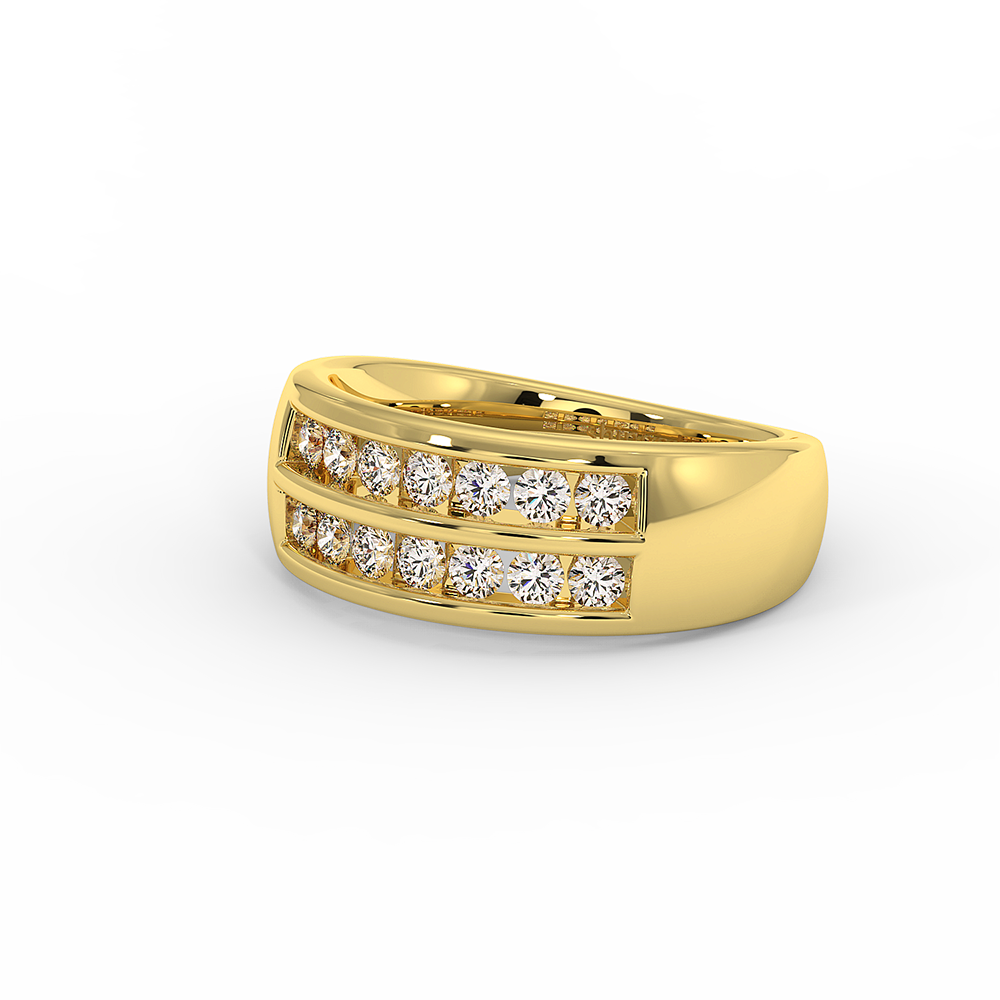 18K Gold Double Row Channel Set Diamond Band Ring