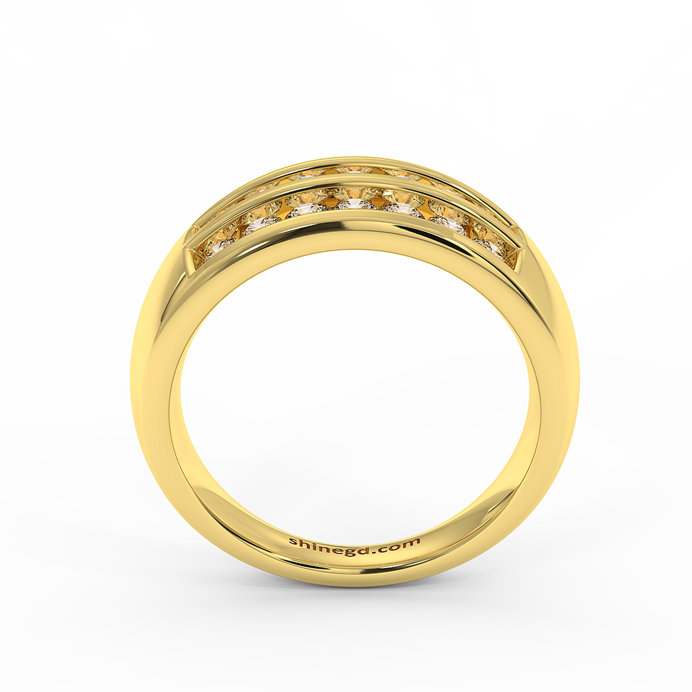 18K Gold Double Row Channel Set Diamond Band Ring