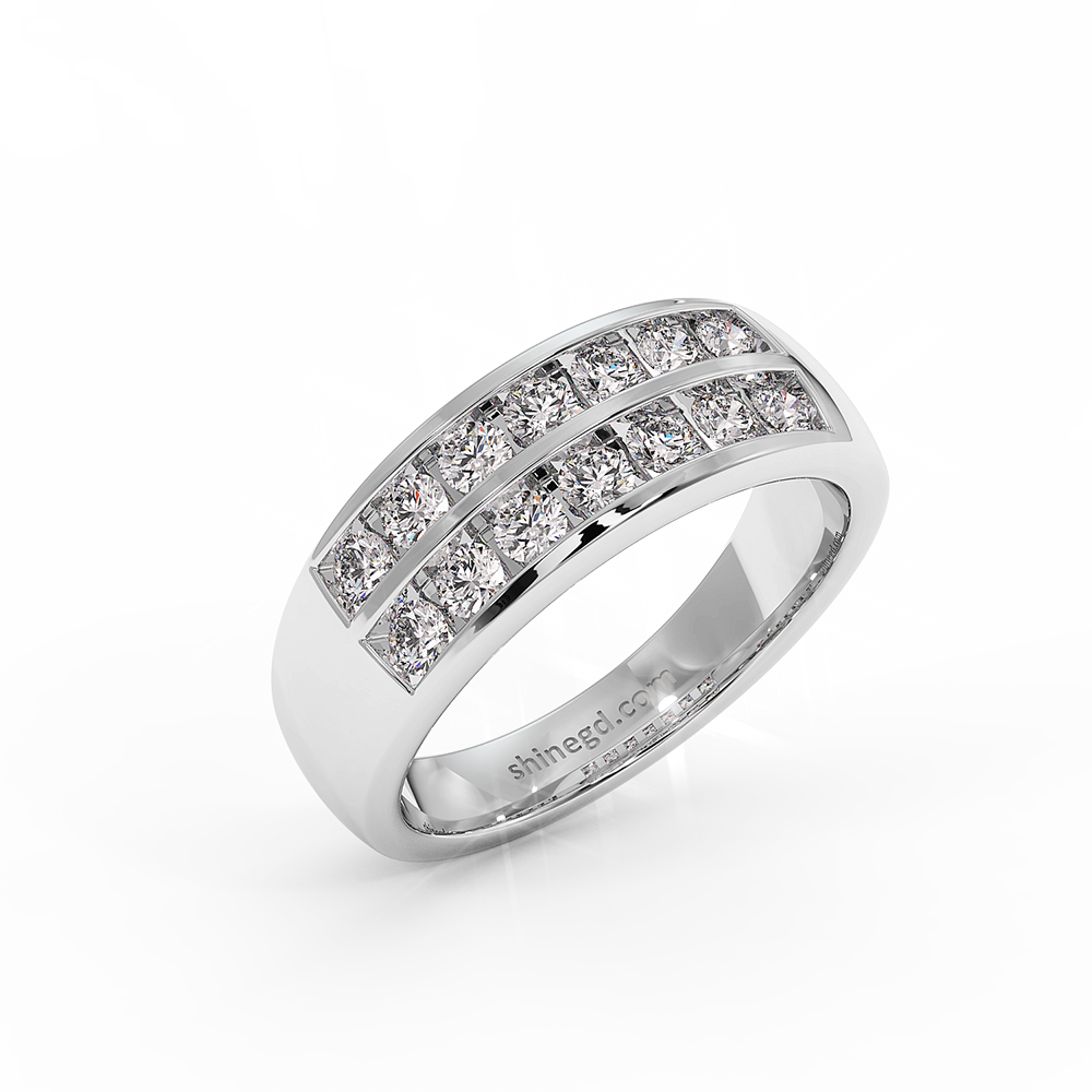 18K Gold Double Row Channel Set Diamond Band Ring