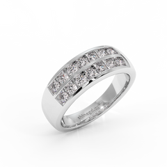 18K Gold Double Row Channel Set Diamond Band Ring