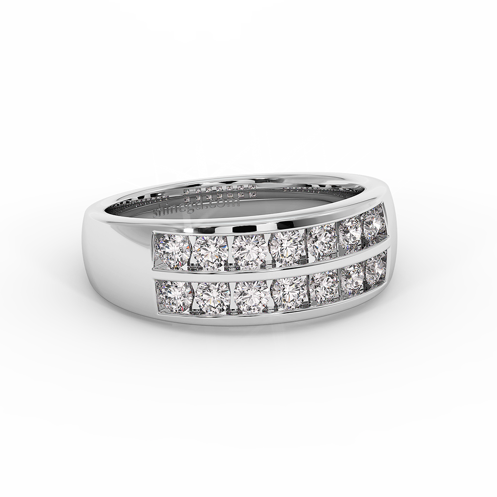 18K Gold Double Row Channel Set Diamond Band Ring