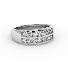 18K Gold Double Row Channel Set Diamond Band Ring