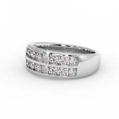 18K Gold Double Row Channel Set Diamond Band Ring