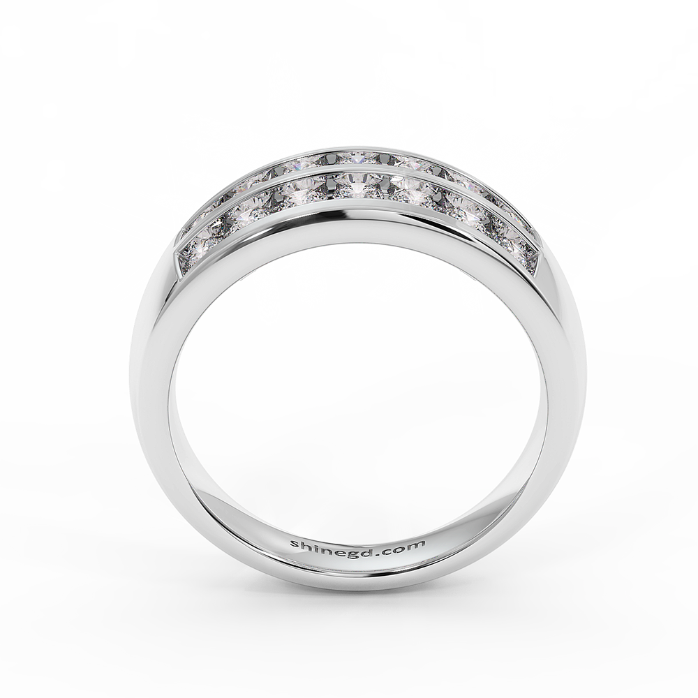 18K Gold Double Row Channel Set Diamond Band Ring