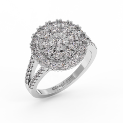 18K Gold Double Halo Diamond Ring