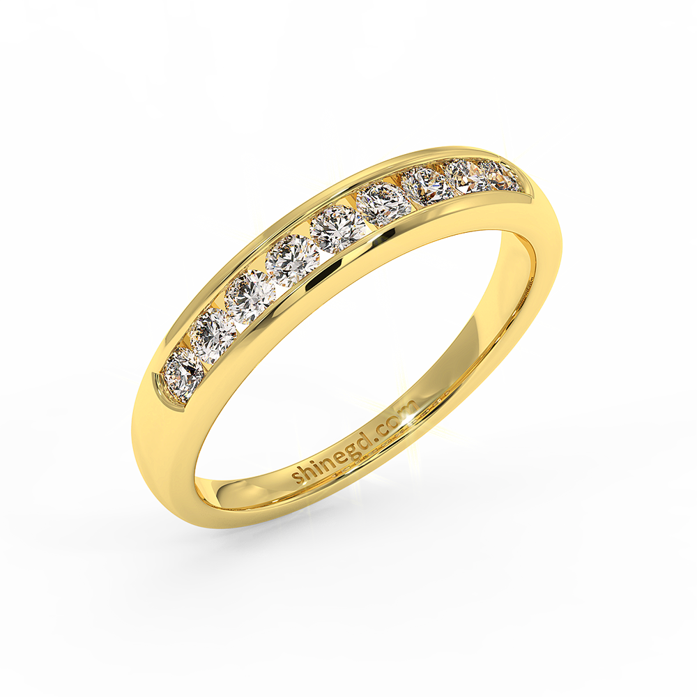 18K Gold Channel Set Diamond Band Ring