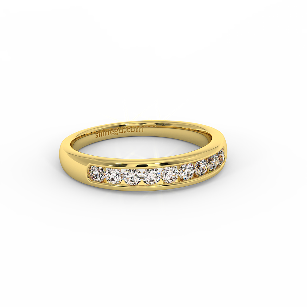 18K Gold Channel Set Diamond Band Ring