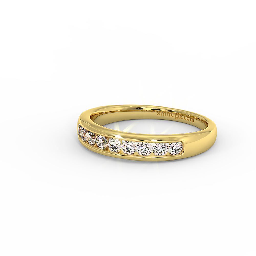 18K Gold Channel Set Diamond Band Ring
